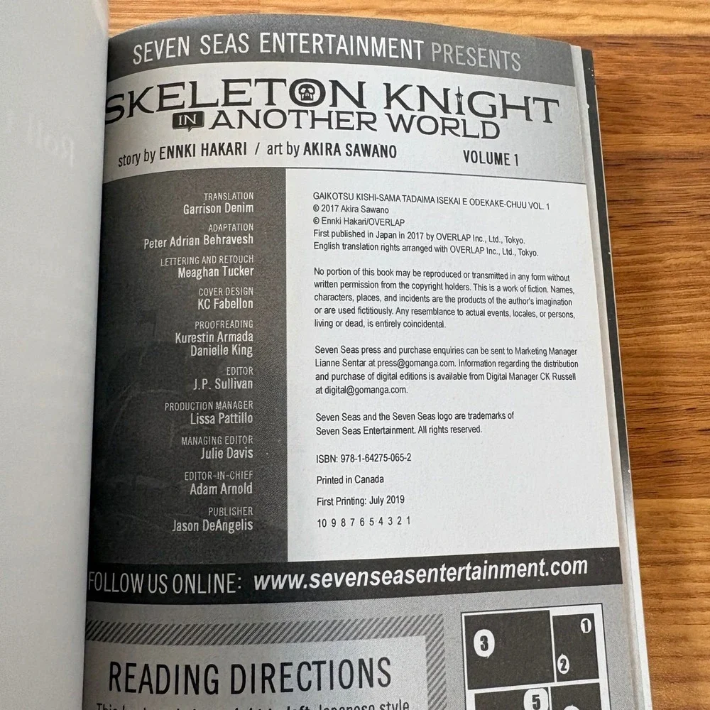 Skeleton Knight in Another World Volumes 1-8 Hakari First Printing English Manga